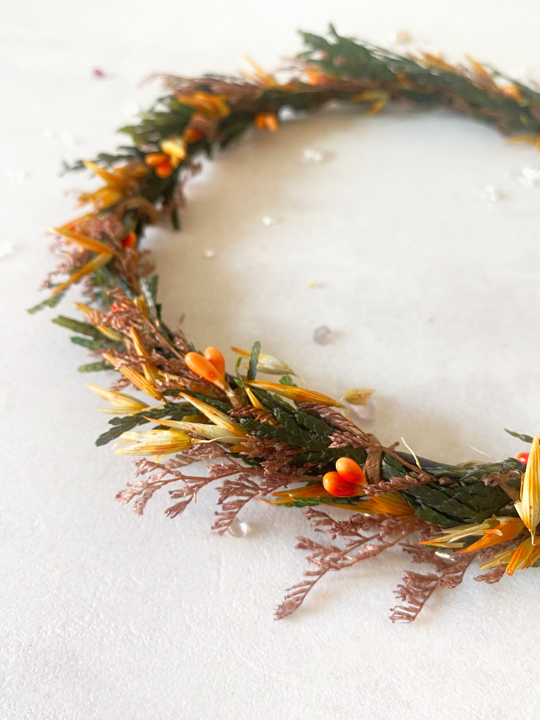 Fall Wedding Floral Hair Set - Wreath and Comb with Dried Materials
