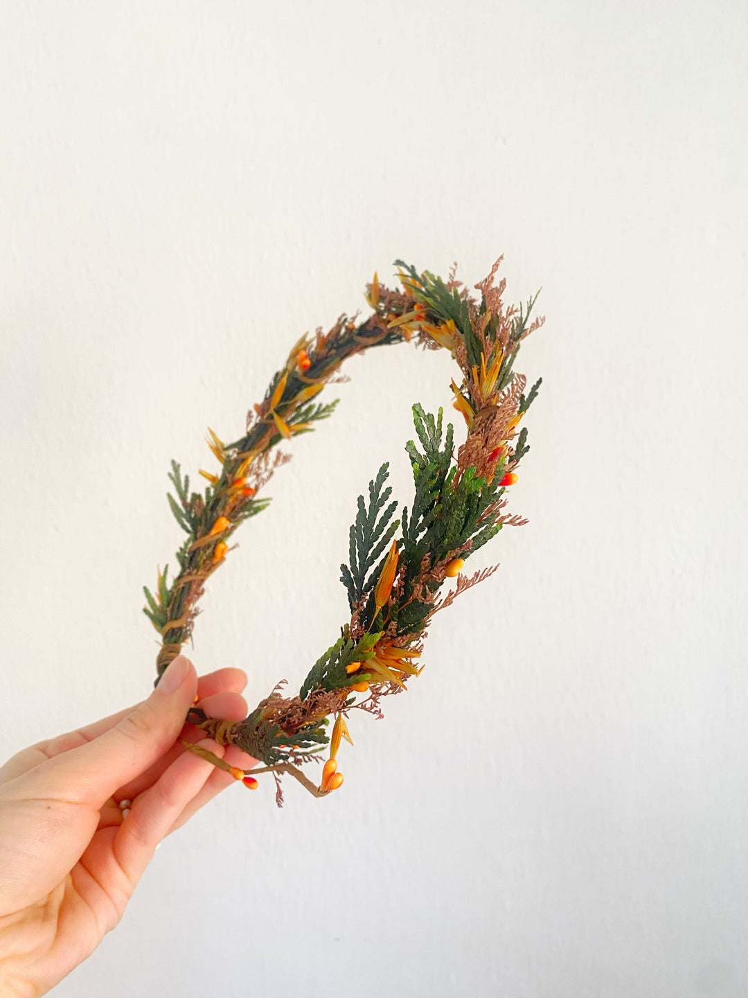 Fall Wedding Floral Hair Set - Wreath and Comb with Dried Materials