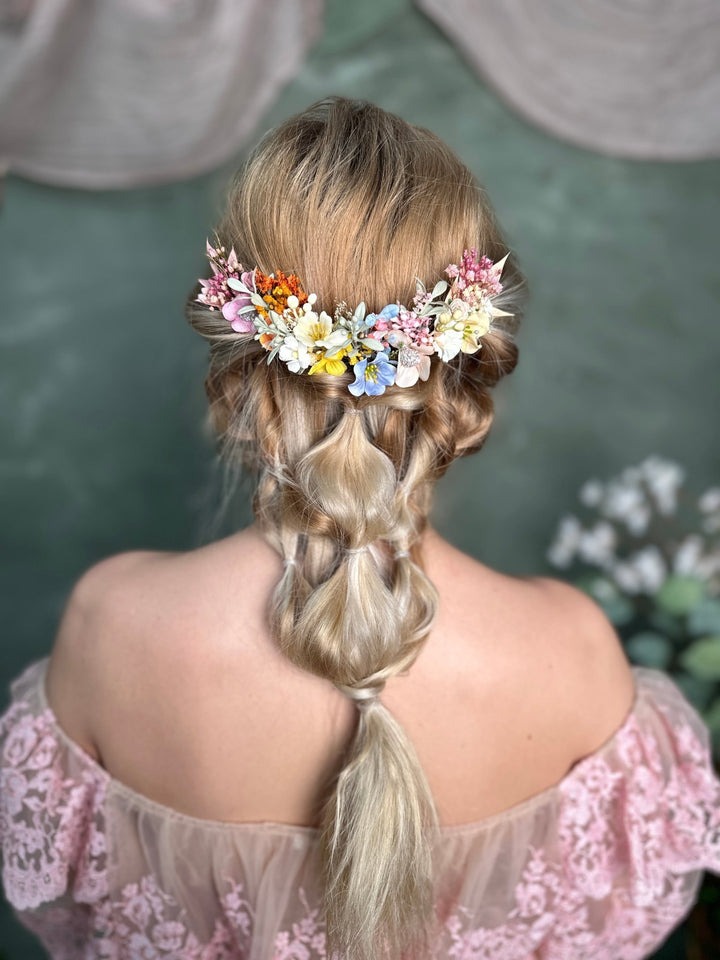 Pastel Flower Hair Pins: Boho Wedding Hair Accessories – handmade floral hair accessory by magaela