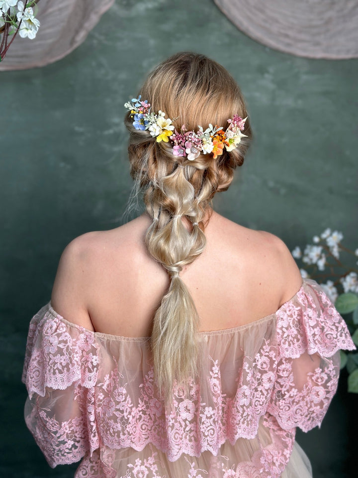 Pastel Flower Hair Pins: Boho Wedding Hair Accessories – handmade floral hair accessory by magaela