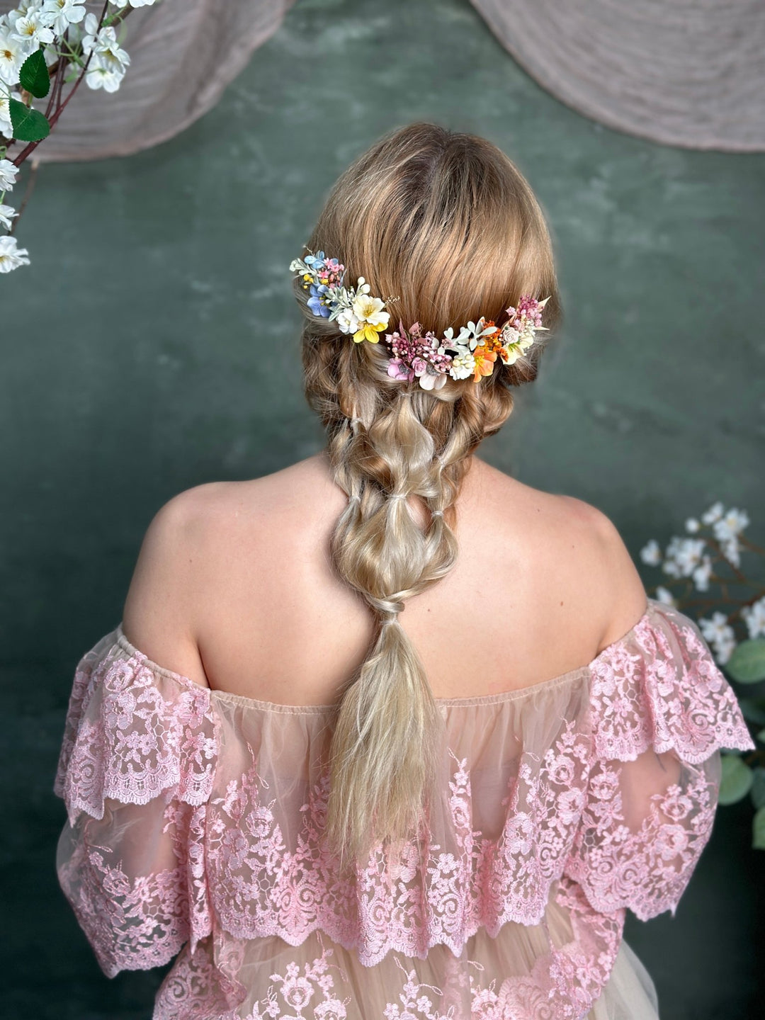 Pastel Flower Hair Pins: Boho Wedding Hair Accessories – handmade floral hair accessory by magaela
