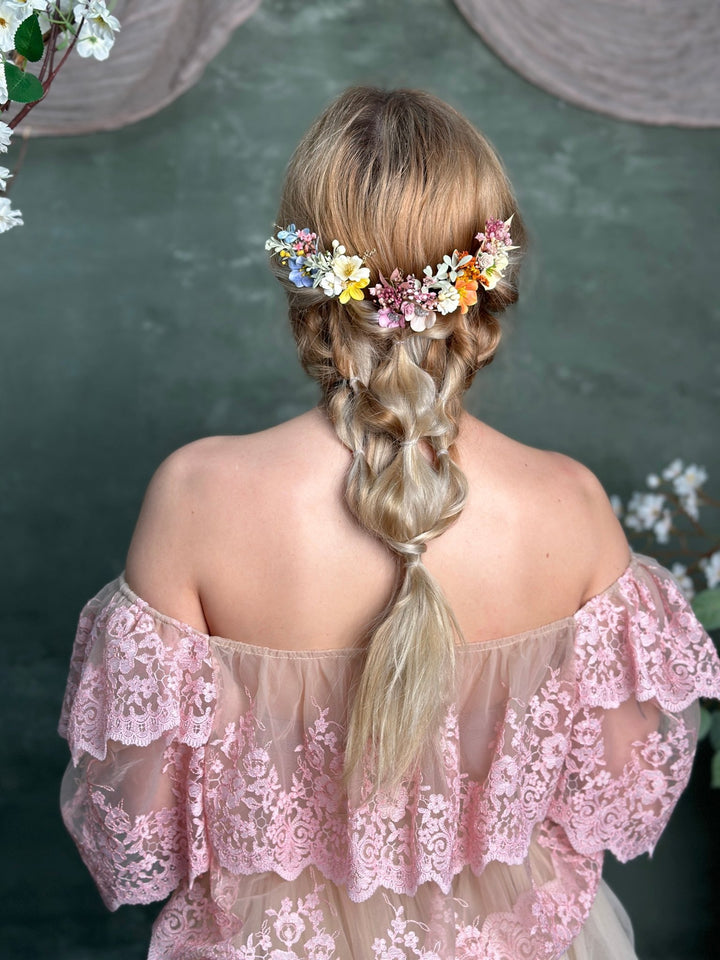 Pastel Flower Hair Pins: Boho Wedding Hair Accessories – handmade floral hair accessory by magaela