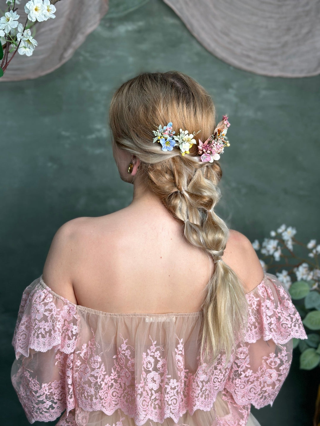 Pastel Flower Hair Pins: Boho Wedding Hair Accessories – handmade floral hair accessory by magaela