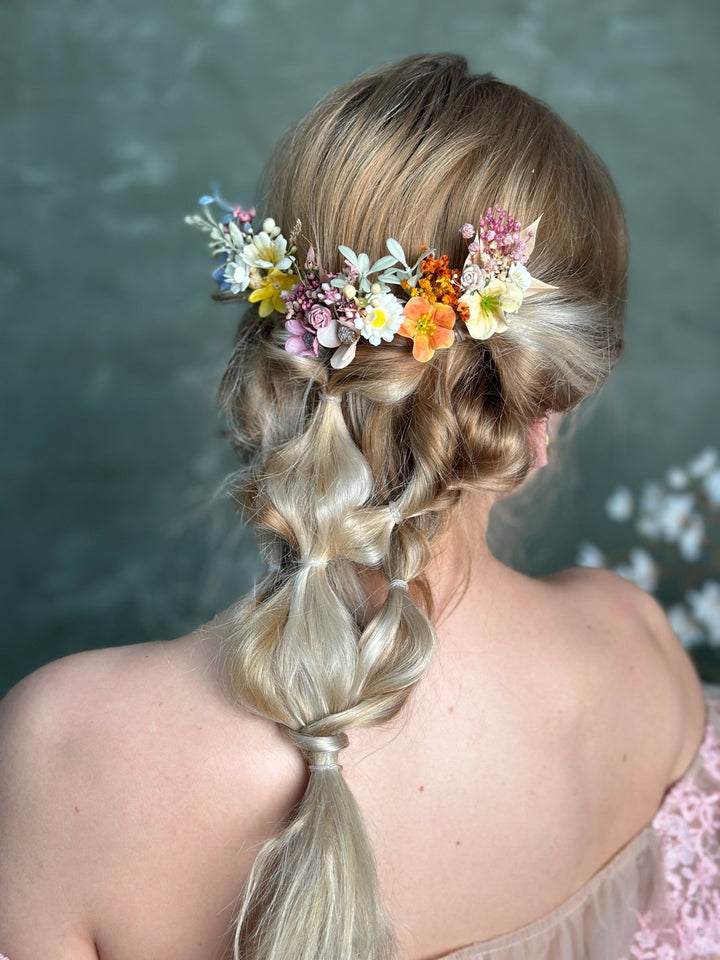Pastel Flower Hair Pins: Boho Wedding Hair Accessories – handmade floral hair accessory by magaela