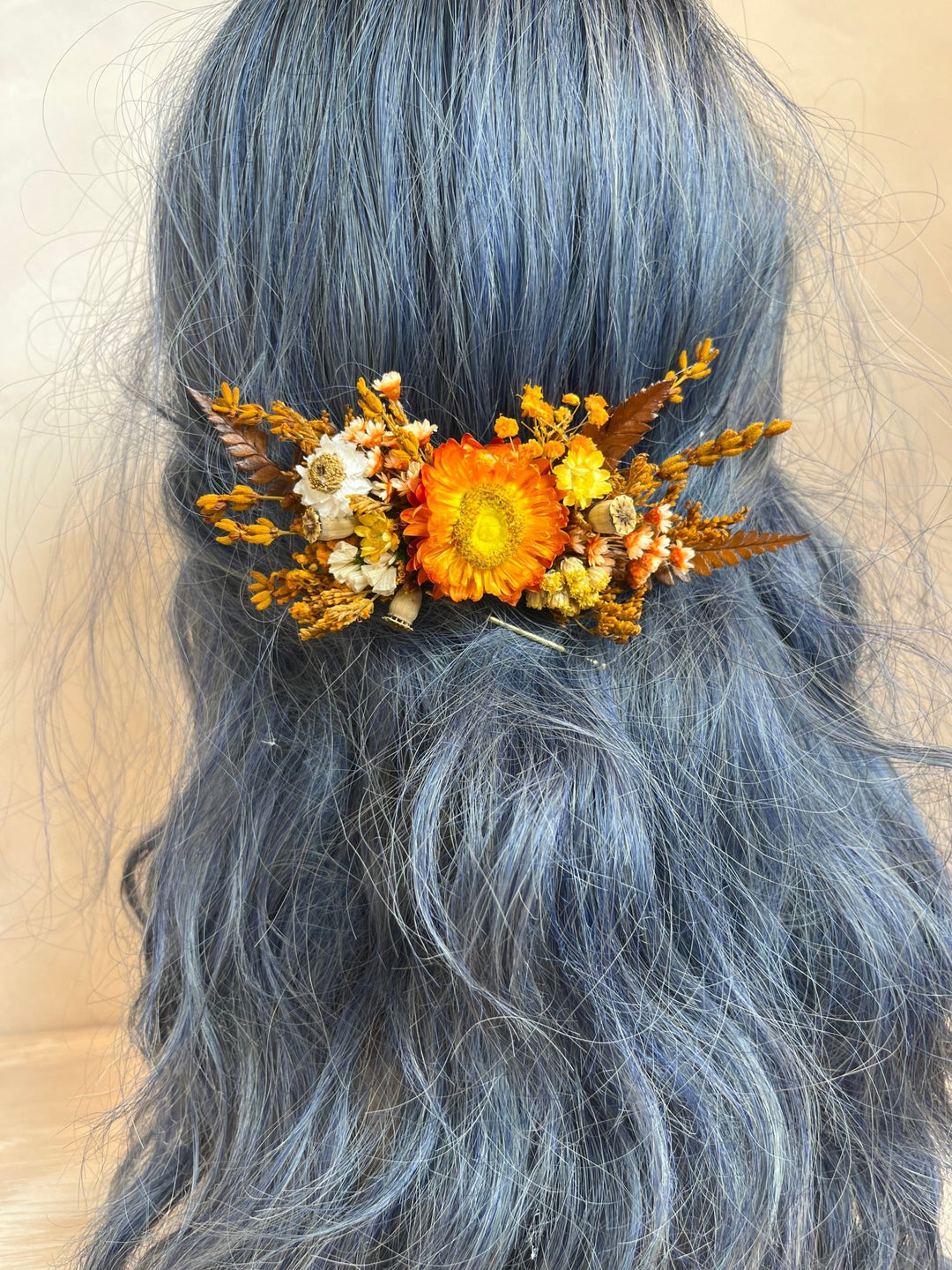 Terracotta Dried Flower Hair Comb | Fall Rustic Wedding – handmade floral hair accessory by magaela