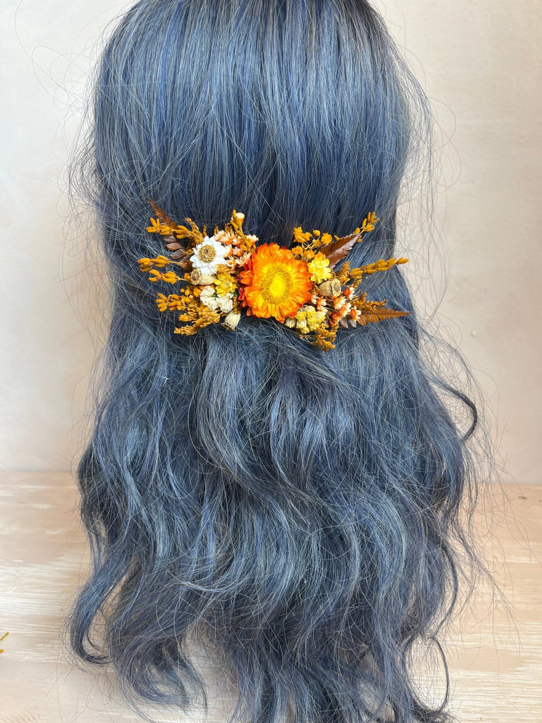 Terracotta Dried Flower Hair Comb | Fall Rustic Wedding – handmade floral hair accessory by magaela
