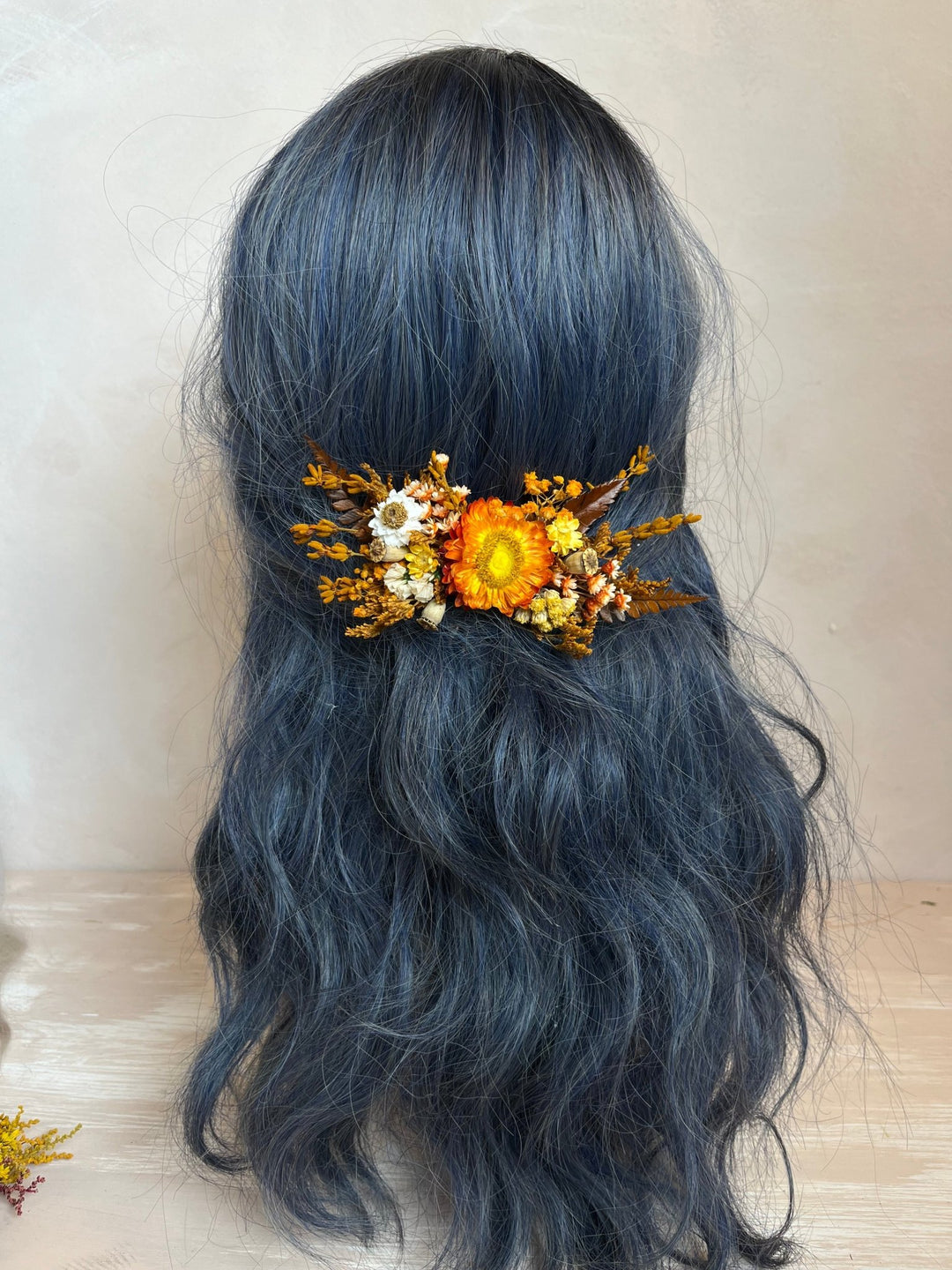 Terracotta Dried Flower Hair Comb | Fall Rustic Wedding – handmade floral hair accessory by magaela