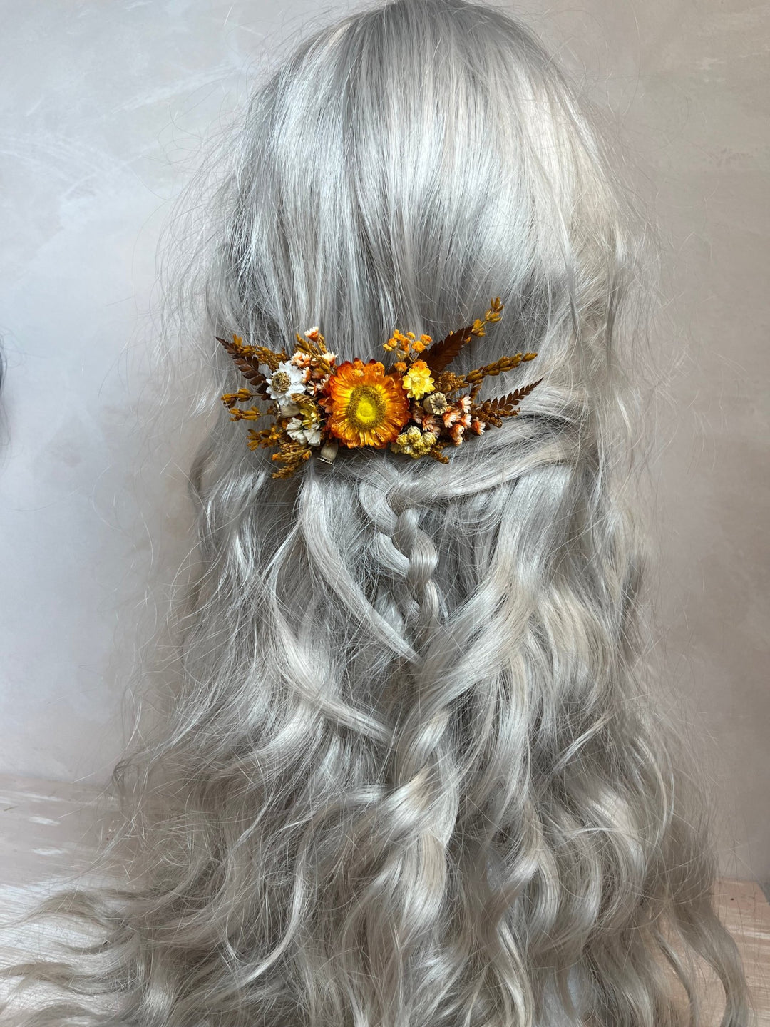 Terracotta Dried Flower Hair Comb | Fall Rustic Wedding – handmade floral hair accessory by magaela