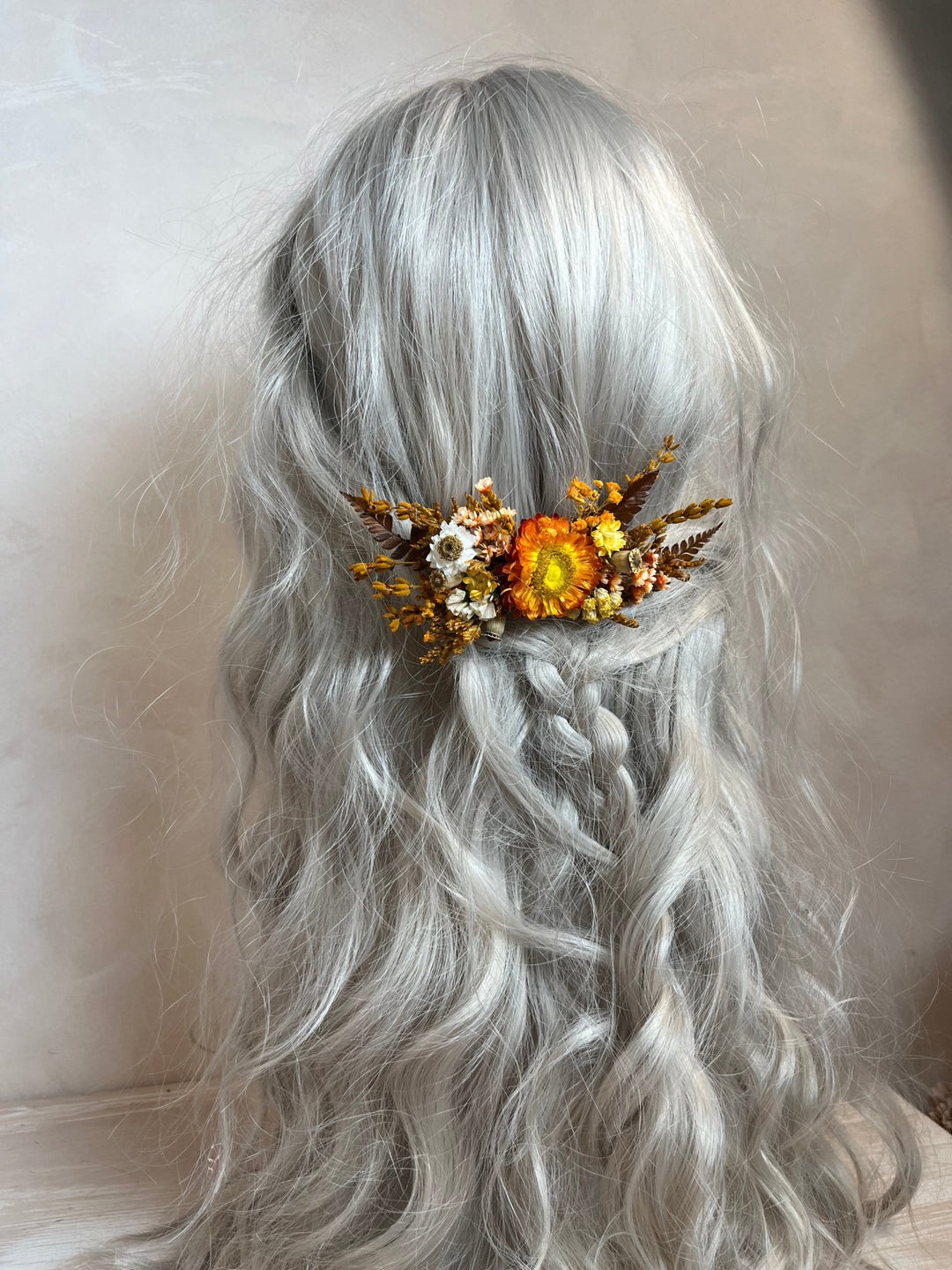 Terracotta Dried Flower Hair Comb | Fall Rustic Wedding – handmade floral hair accessory by magaela