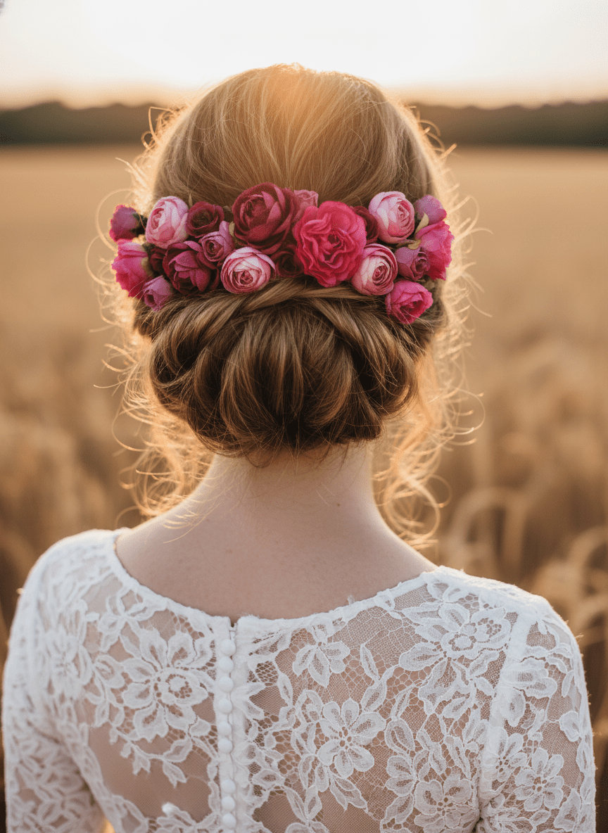 Magenta Peony Hair Pins: Bridal Flower Hairpiece Set – handmade floral hair accessory by magaela