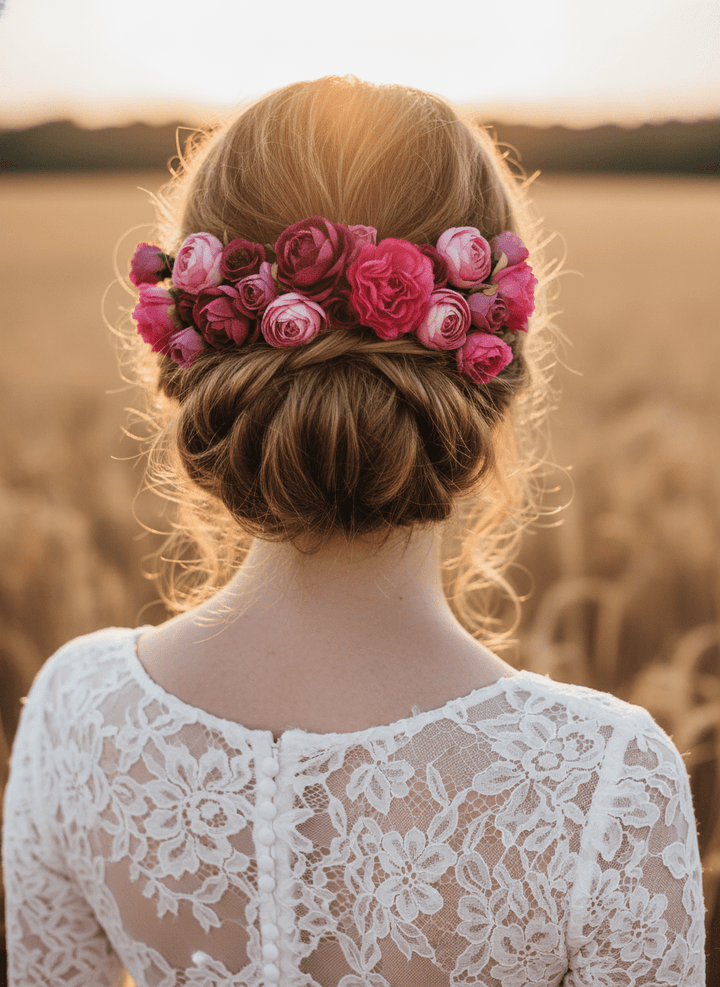 Magenta Peony Hair Pins: Bridal Flower Hairpiece Set – handmade floral hair accessory by magaela