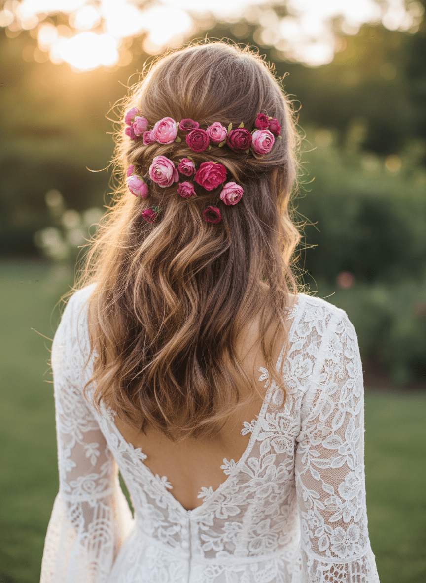 Magenta Peony Hair Pins: Bridal Flower Hairpiece Set – handmade floral hair accessory by magaela