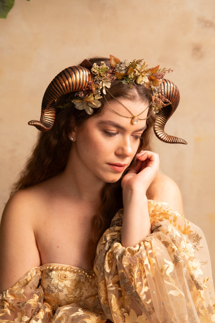 Natural Horns Crown: Pagan Headband – handmade floral hair accessory by magaela