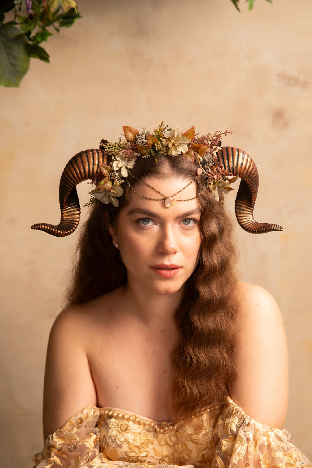Natural Horns Crown: Pagan Headband – handmade floral hair accessory by magaela
