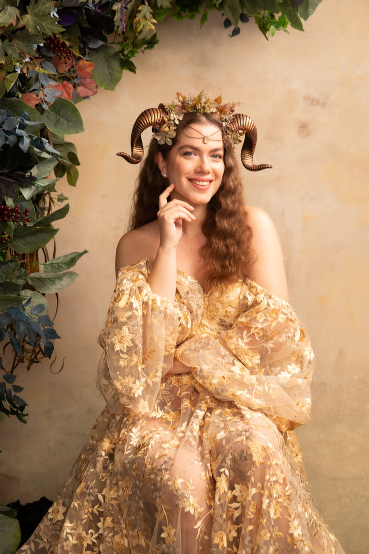 Natural Horns Crown: Pagan Headband – handmade floral hair accessory by magaela