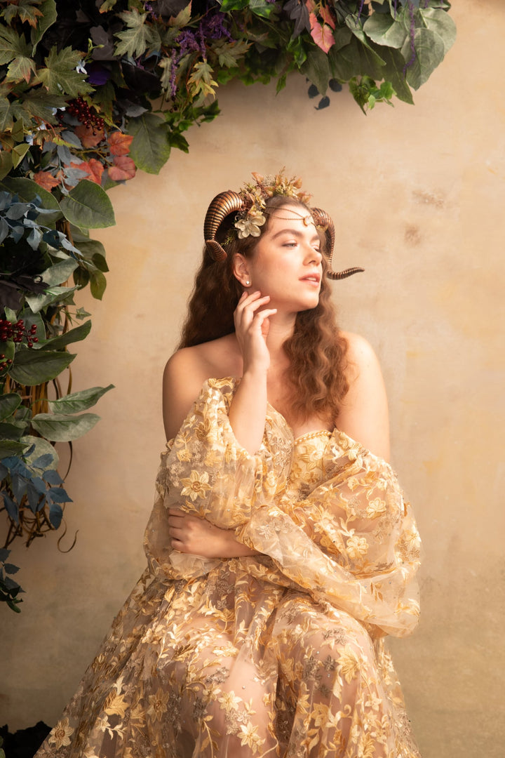 Natural Horns Crown: Pagan Headband – handmade floral hair accessory by magaela