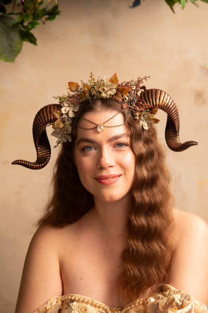 Natural Horns Crown: Pagan Headband – handmade floral hair accessory by magaela