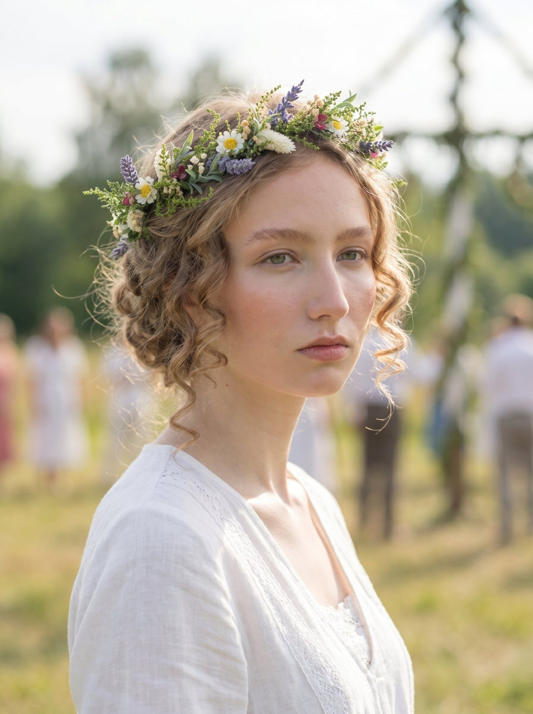 Midsommar Daisy Crown: Lavender Summer Solstice Bridal Headpiece – handmade floral hair accessory by magaela