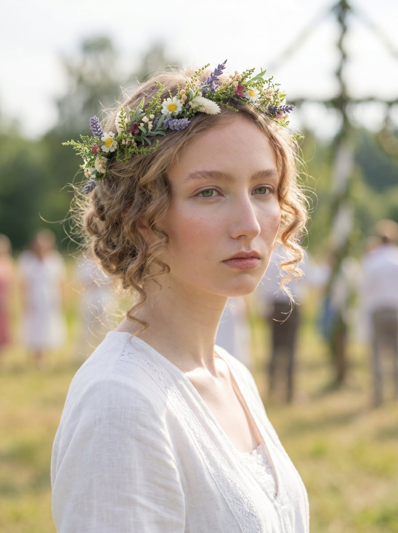 Midsommar Daisy Crown: Lavender Summer Solstice Bridal Headpiece