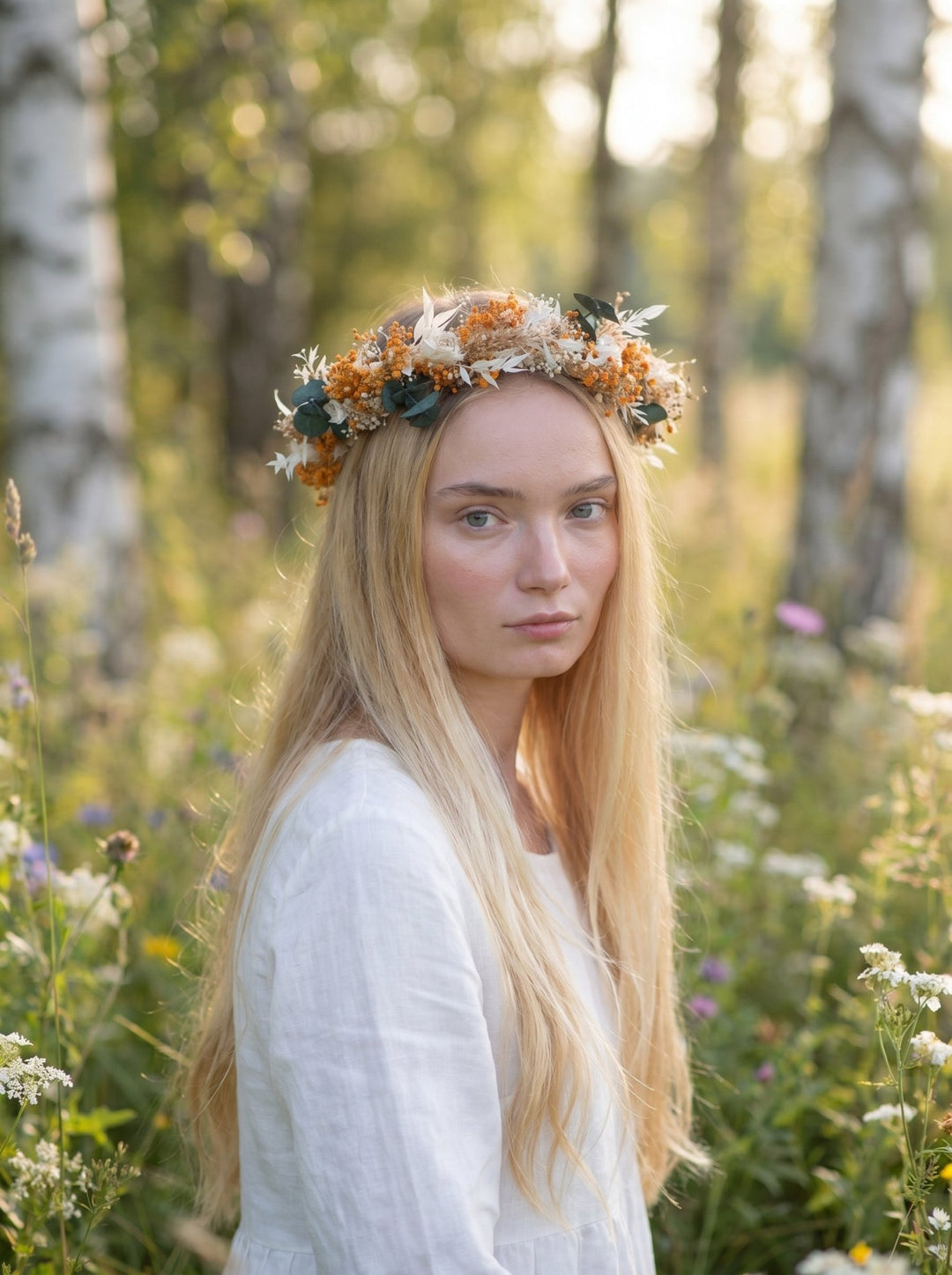 Midsommar Flower Crown: Summer Solstice Bridal Headpiece – handmade floral hair accessory by magaela