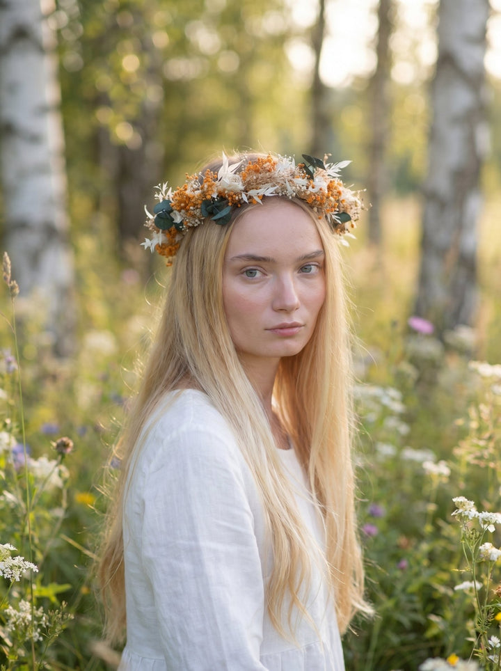 Midsommar Flower Crown: Summer Solstice Bridal Headpiece – handmade floral hair accessory by magaela