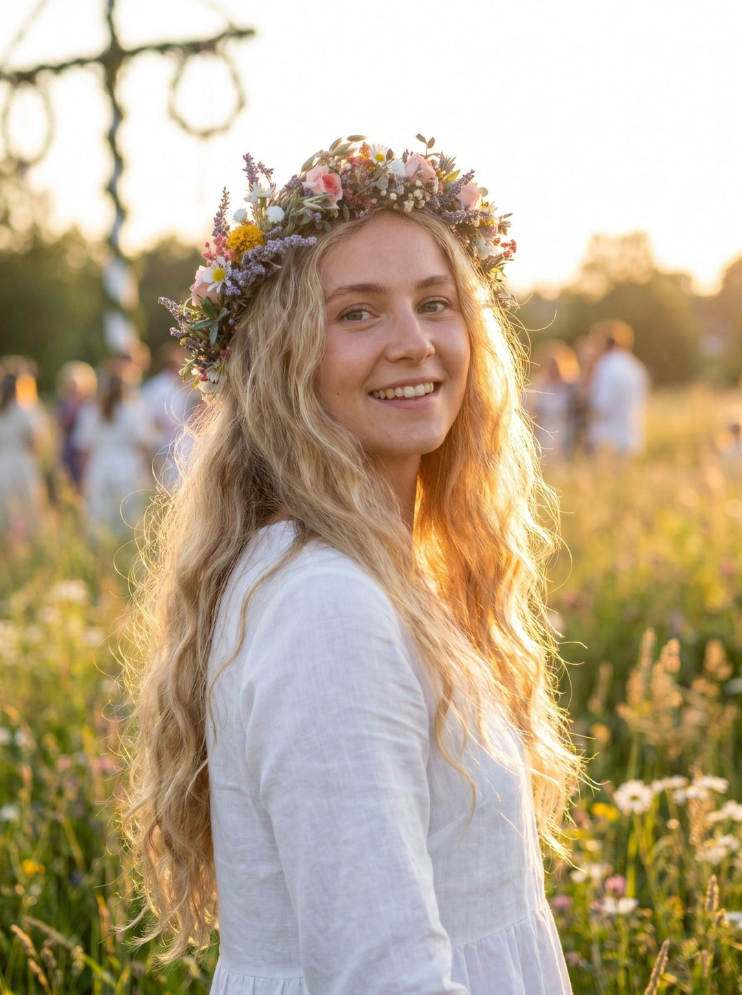 Midsommar Flower Wreath: Summer Solstice Bridal Hair Crown – handmade floral hair accessory by magaela