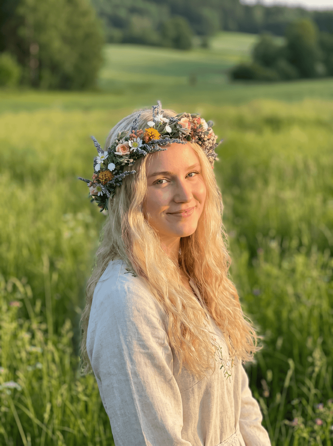 Midsommar Flower Wreath: Summer Solstice Bridal Hair Crown – handmade floral hair accessory by magaela
