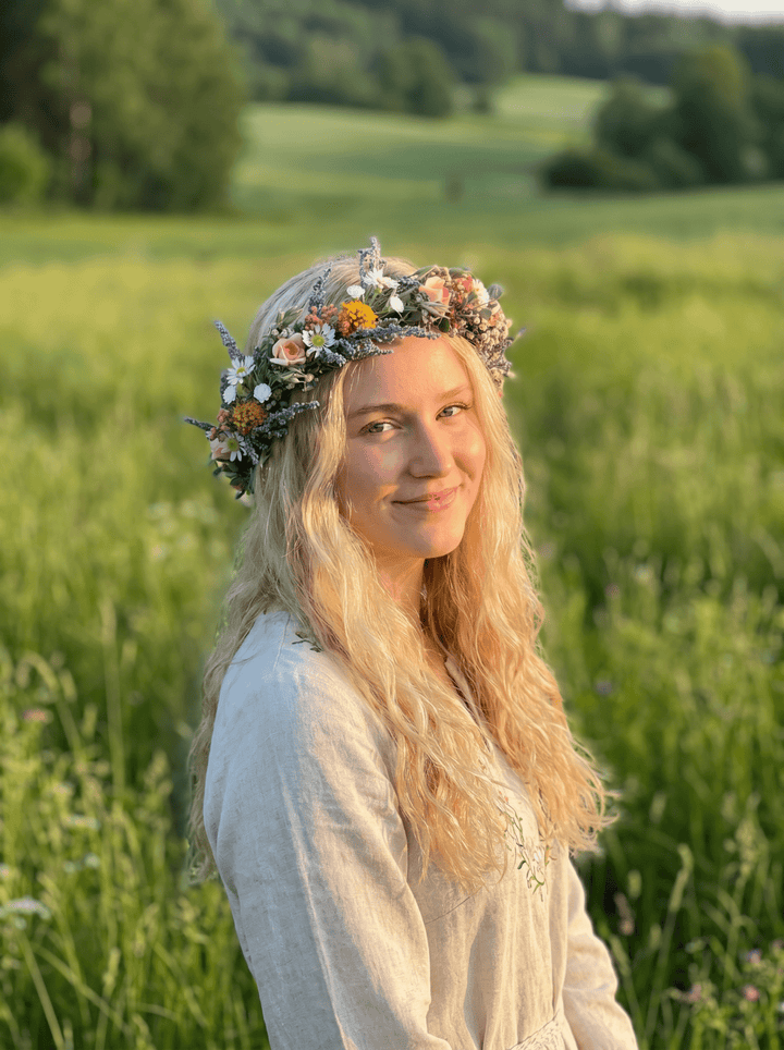 Midsommar Flower Wreath: Summer Solstice Bridal Hair Crown – handmade floral hair accessory by magaela