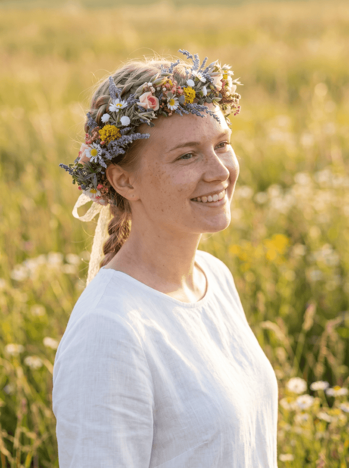 Midsommar Flower Wreath: Summer Solstice Bridal Hair Crown – handmade floral hair accessory by magaela