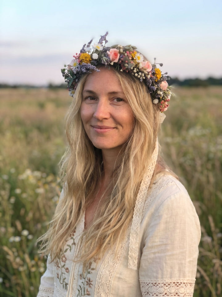 Midsommar Flower Wreath: Summer Solstice Bridal Hair Crown – handmade floral hair accessory by magaela