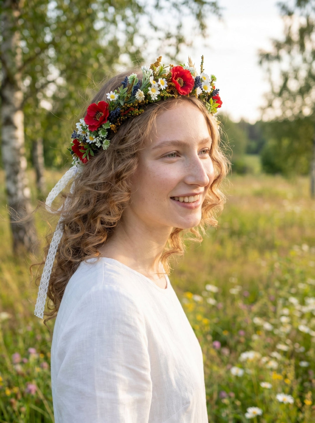 Midsommar Poppy Crown: Folk Summer Solstice Flower Wreath – handmade floral hair accessory by magaela