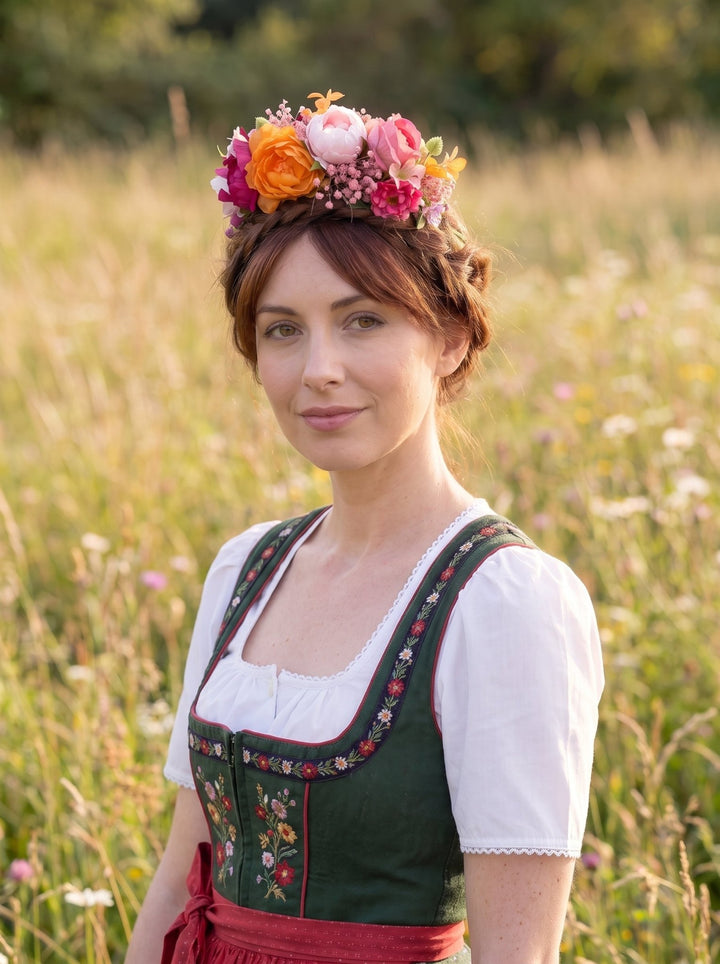Frida Flower Crown – Dirndl Hair Accessory for Oktoberfest – handmade floral hair accessory by magaela