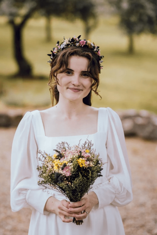 Wildflower Bridal Bouquet: Summer Meadow Wedding, Cottagecore Style – handmade floral hair accessory by magaela