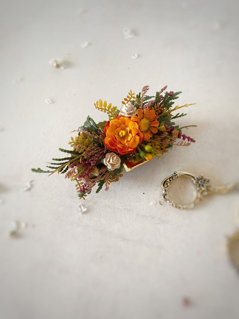 Terracotta hair claw clip - floral hair accessory for everyday wear – handmade floral hair accessory by magaela