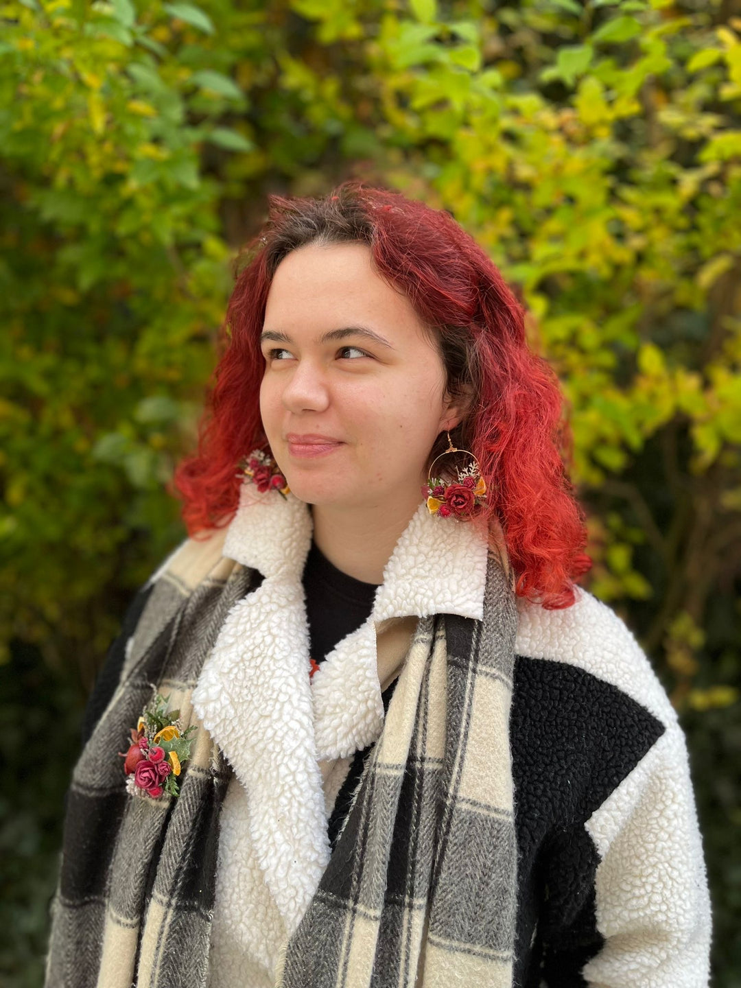 Winter Orange Christmas Accessories – Earrings, Headbands, Brooch & Glass Decorations – handmade floral hair accessory by magaela