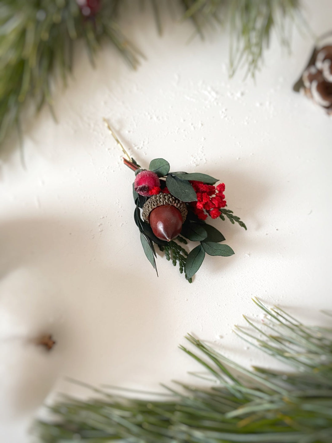 Acorn and Red Berry Bobby Pins | Winter Woodland Hair Accessories – handmade floral hair accessory by magaela
