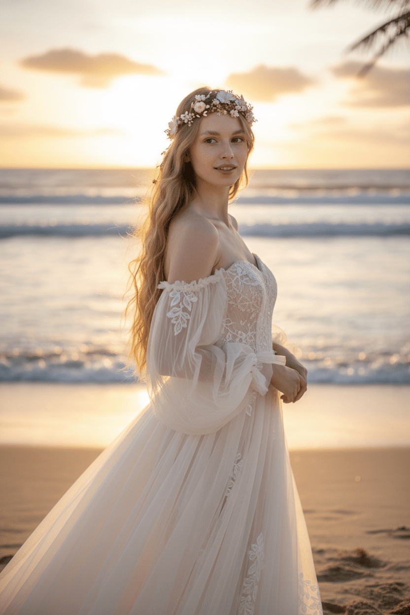 Romantic Flower Crown with Cascading Vines - The Original Magaela Design – handmade floral hair accessory by magaela