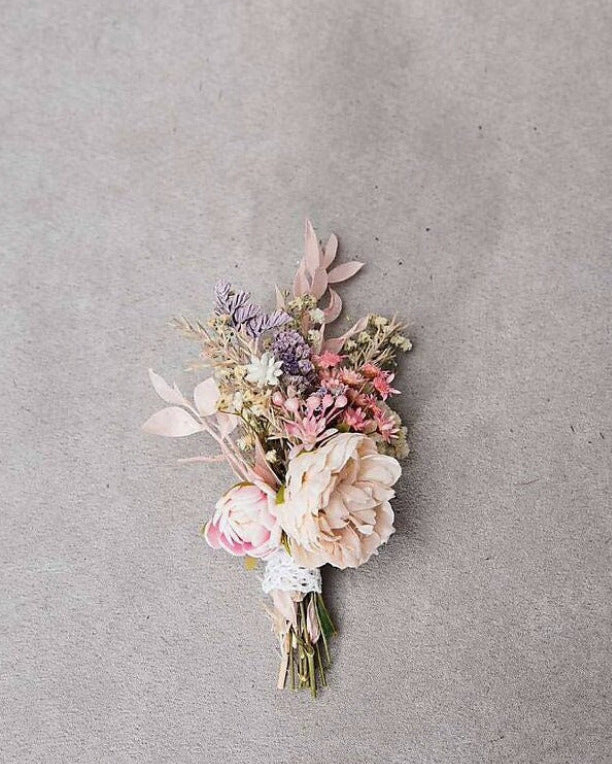 Pink Flower Boutonniere: Romantic Wedding Groom Corsage – handmade floral hair accessory by magaela