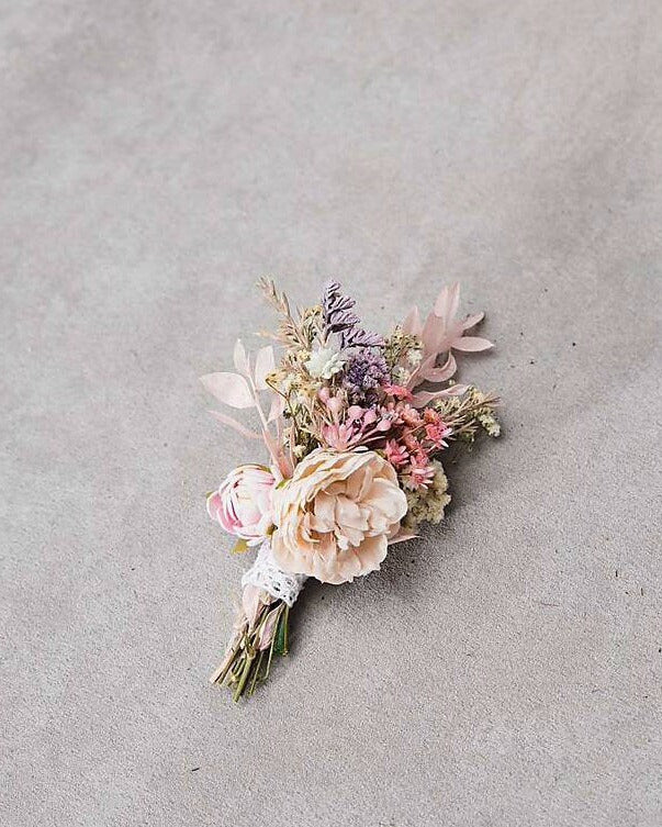 Pink Flower Boutonniere: Romantic Wedding Groom Corsage – handmade floral hair accessory by magaela