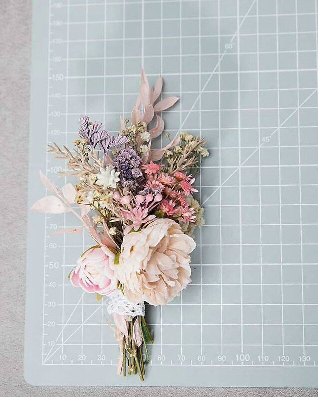Pink Flower Boutonniere: Romantic Wedding Groom Corsage – handmade floral hair accessory by magaela