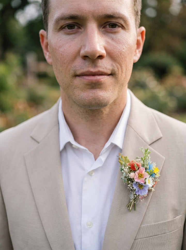 Spring Flower Boutonniere: Colorful Wildflower Groom Corsage – handmade floral hair accessory by magaela