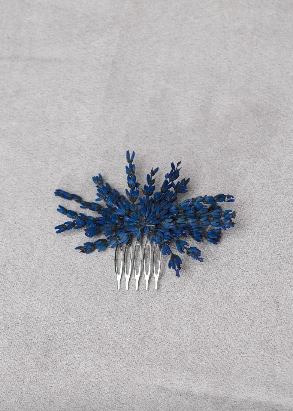 Navy Blue Lavender Flower Comb: Bridal Hair Piece – handmade floral hair accessory by magaela