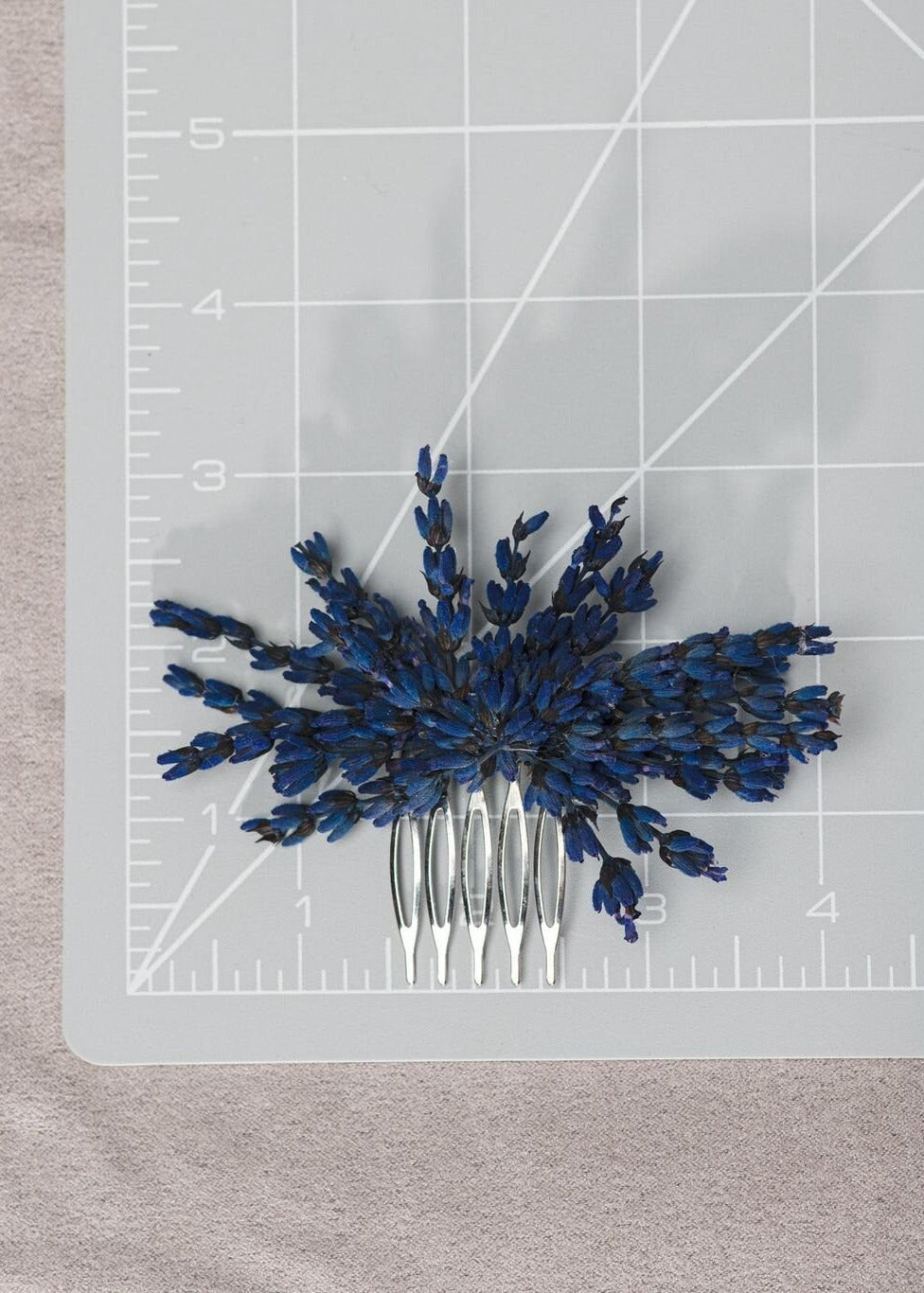 Navy Blue Lavender Flower Comb: Bridal Hair Piece – handmade floral hair accessory by magaela