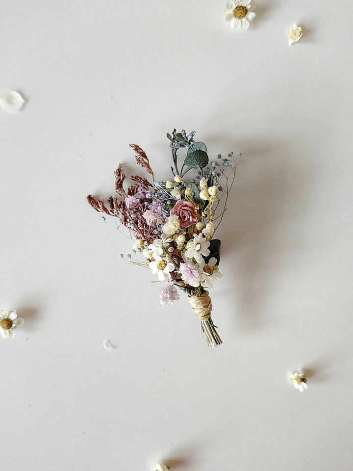 Pink Purple Flower Bridal Hair Comb and Boutonniere Set – handmade floral hair accessory by magaela