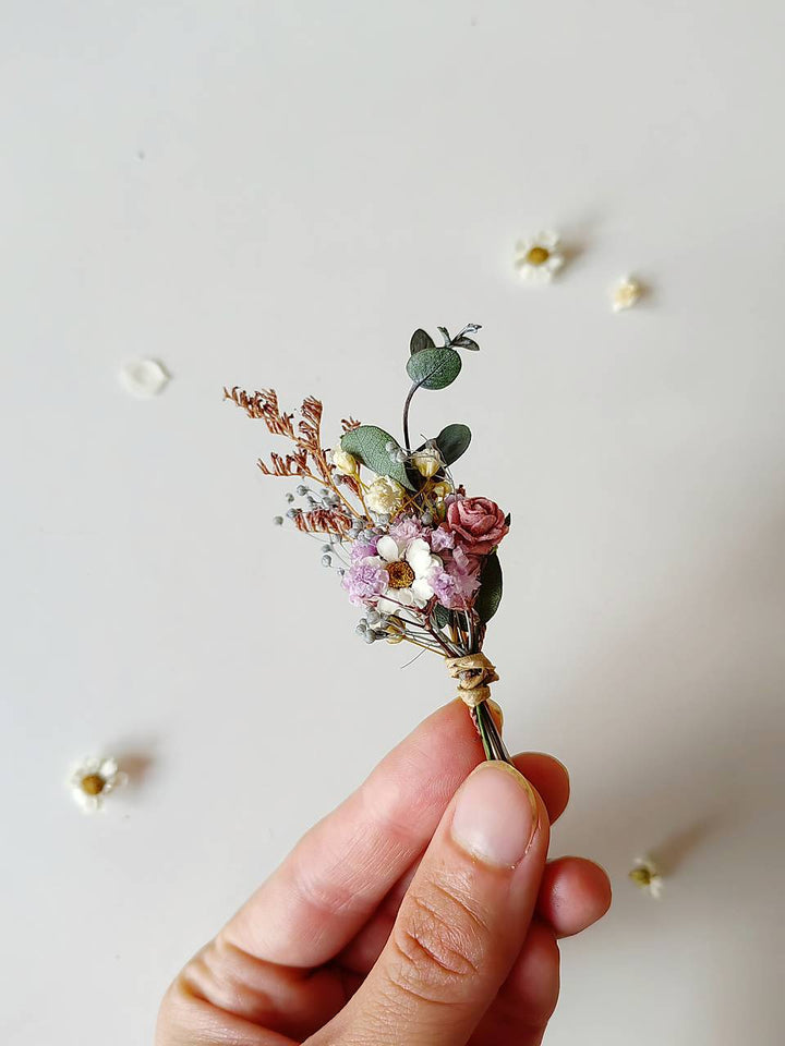 Romantic Meadow Hair Comb and Boutonniere in Wildflowers Style – handmade floral hair accessory by magaela
