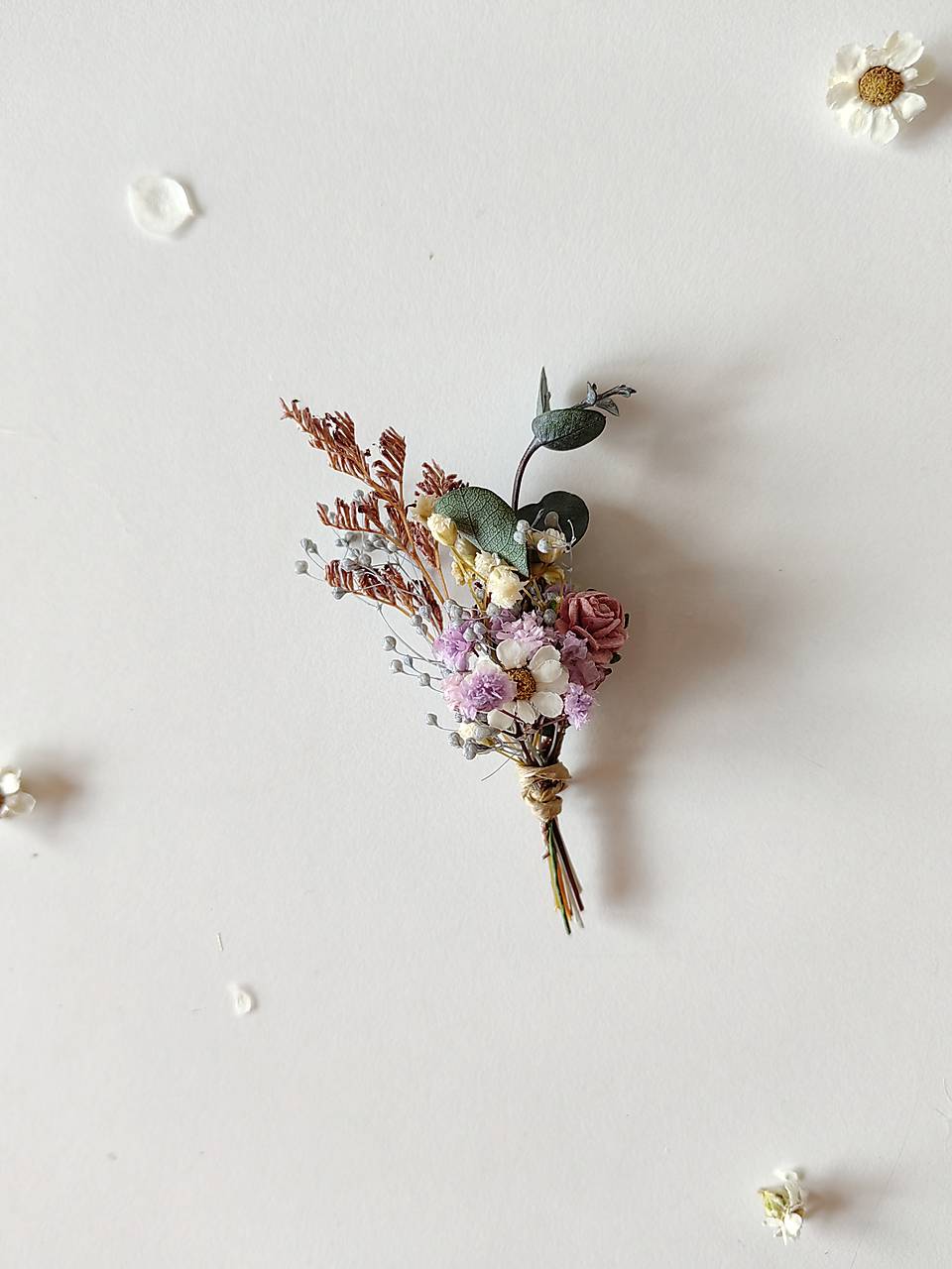 Romantic Meadow Hair Comb and Boutonniere in Wildflowers Style – handmade floral hair accessory by magaela