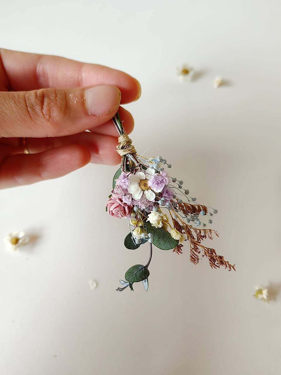 Romantic Meadow Hair Comb and Boutonniere in Wildflowers Style – handmade floral hair accessory by magaela