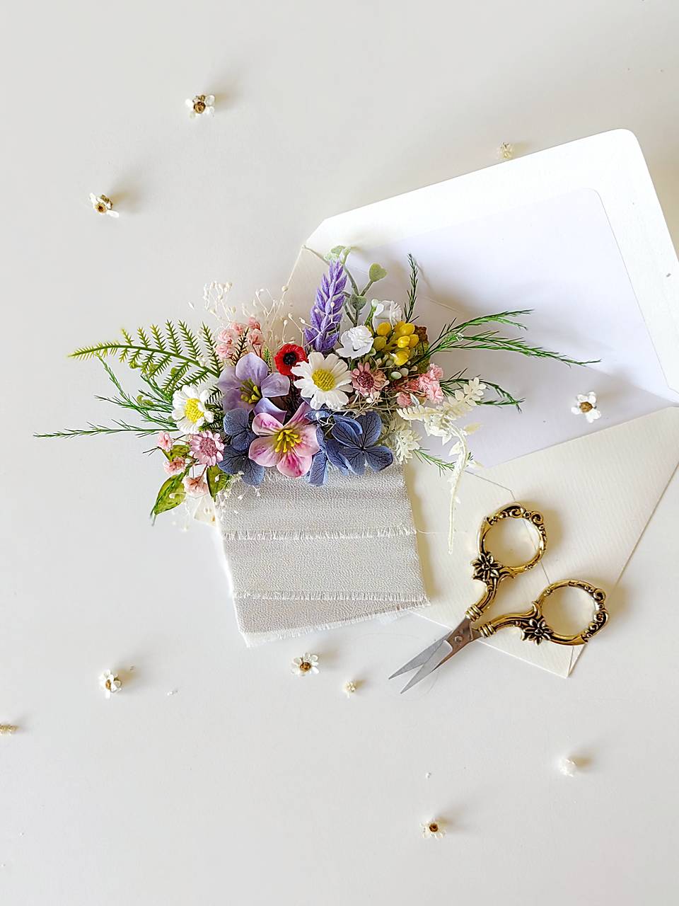 Wildflower Hair Comb: Romantic Bridal Boho Wedding Accessory (wedding set) – handmade floral hair accessory by magaela