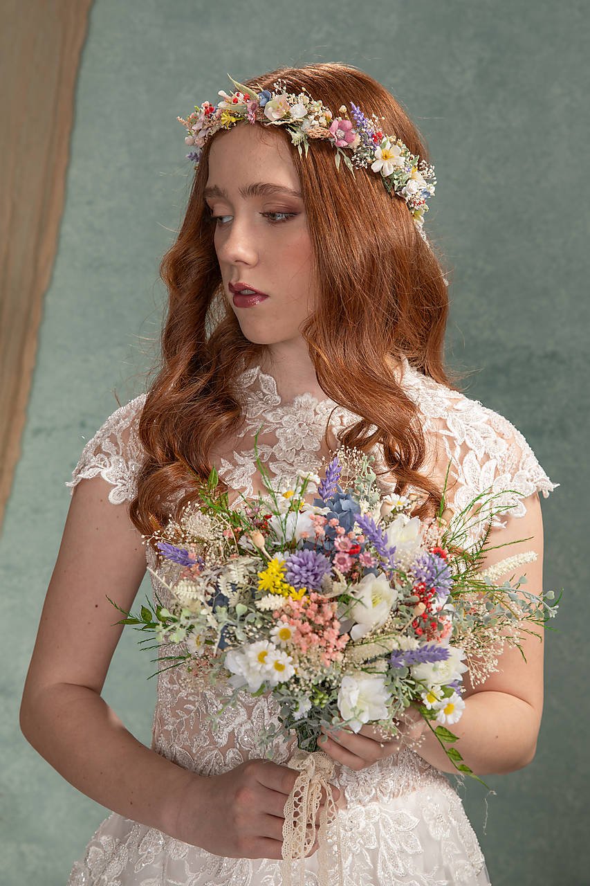 Wildflower Hair Comb: Romantic Bridal Boho Wedding Accessory (wedding set) – handmade floral hair accessory by magaela