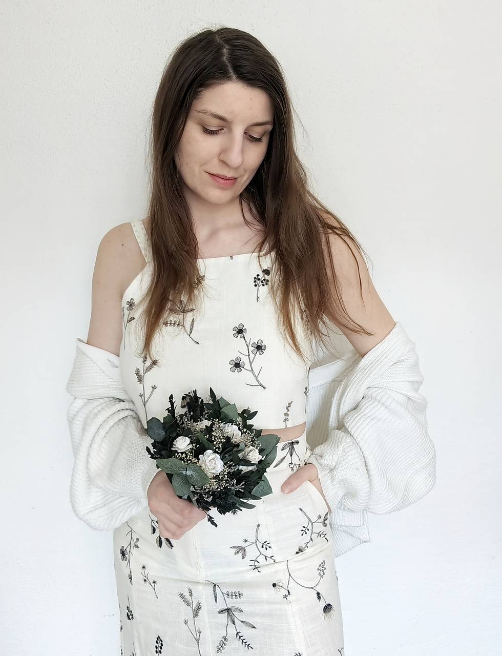 Eucalyptus Wedding Bouquet: White Peony & Greenery Bridal Bouquet – handmade floral hair accessory by magaela